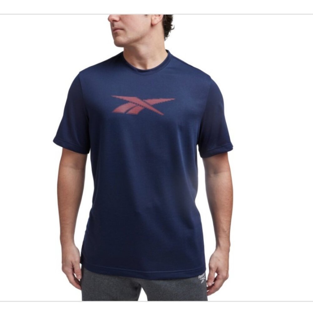 Reebok Men's Vector Performance Short Sleeve Logo Graphic T-Shirt Navy Size L